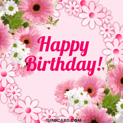 Pink Birthday Flowers Happy Birthday GIF