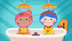 Pink Blue Haired Kids Bath Time GIF