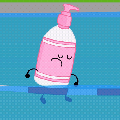 Pink Bottle With Angry Face In Pool GIF