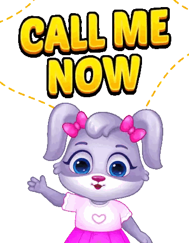 Pink Bow Bunny Saying Call Me Now Sticker