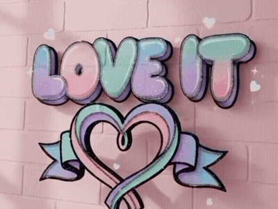Pink Brick Wall With Love It And A Heart GIF