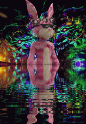 Pink Bunny Acid Trip Water Flow GIF