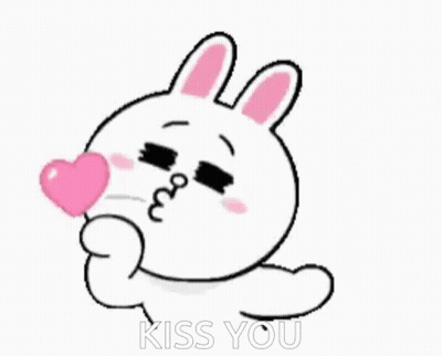Pink Bunny Blowing Kiss From Pink Heart GIF