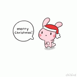 Pink Bunny Cute Christmas Greeting GIF