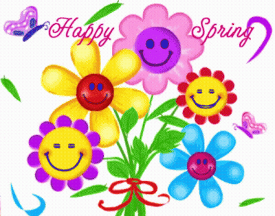 Pink Bunny Greeting Card Saying Spring GIF