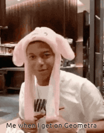 Pink Bunny Hat Man Me When On Geometra GIF