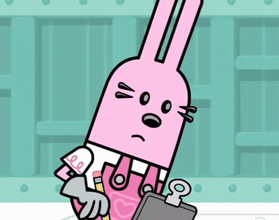 Pink Bunny Holding Clipboard And Pencil With Heart GIF