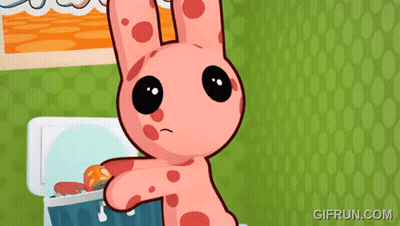 Pink Bunny Holding Cooler Gifrun GIF