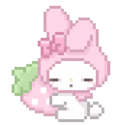 Pink Bunny Holding Cup Sticker