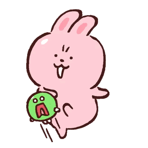 Pink Bunny Holding Green Ball With N Sticker