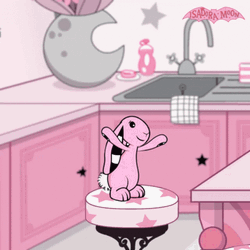 Pink Bunny Hopping On Stool Isadora Moon GIF