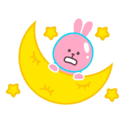 Pink Bunny Sitting On Crescent Moon GIF