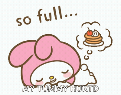 Pink Bunny So Full My Tummy Hurtd GIF