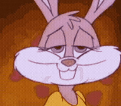 Pink Bunny Wearing Yellow Shirt Looking Sad GIF