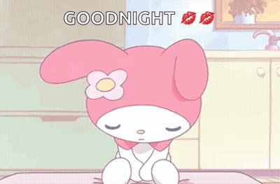 Pink Bunny With Flower And Two Kisses GIF