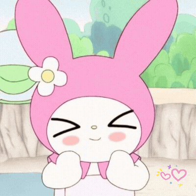 Pink Bunny With Flower Making Face GIF