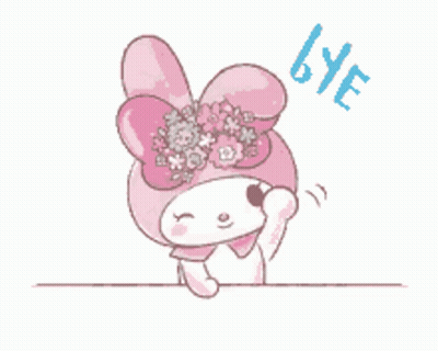 Pink Bunny With Flowers Saying Bye GIF