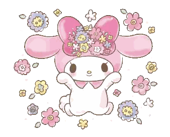 Pink Bunny With Flowers Sticker