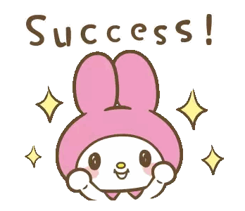 Pink Bunny With Success Text Sticker