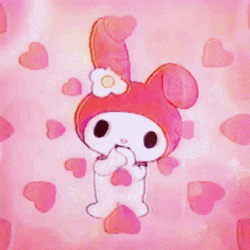 Pink Bunny With White Flower GIF