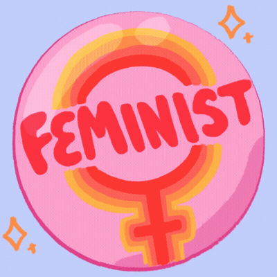 Pink Button Saying Feminist GIF