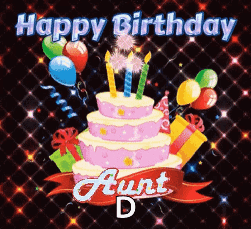 Pink Cake Birthday Card For Aunt D GIF