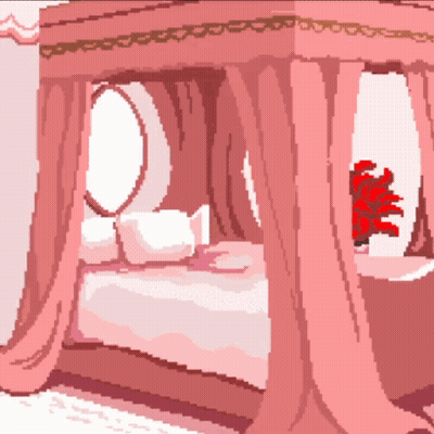 Pink Canopy Bed Pixel Art GIF