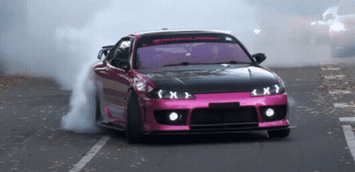 Pink Car Driving With Smoke From Tires GIF