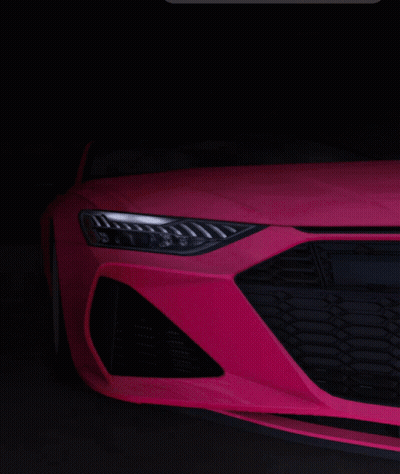 Pink Car Headlights In Dark Room GIF