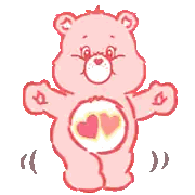 Pink Care Bear With Two Hearts Sticker