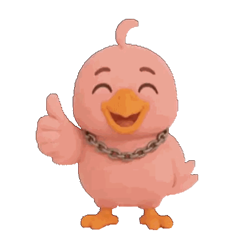 Pink Cartoon Bird Giving Thumbs Up Sticker