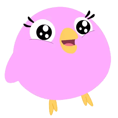 Pink Cartoon Bird With Yellow Beak Sticker