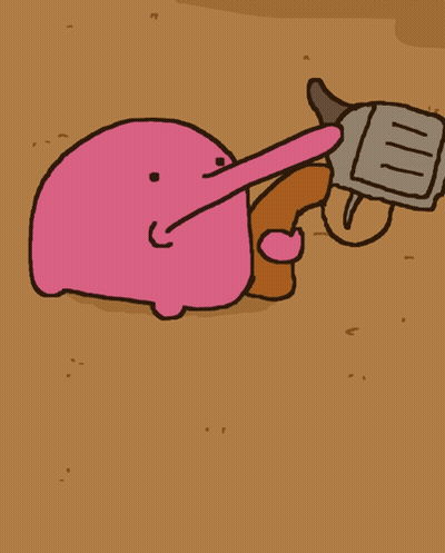 Pink Cartoon Character Hang On A Tick GIF