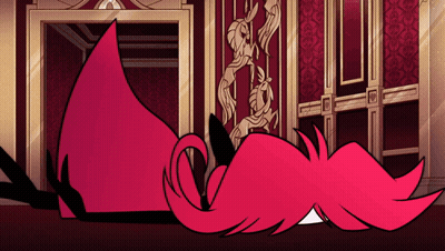 Pink Cartoon Character Lying On Floor GIF