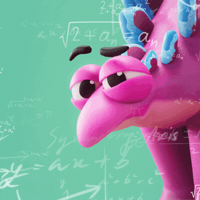 Pink Cartoon Character Surrounded By Math Equations GIF