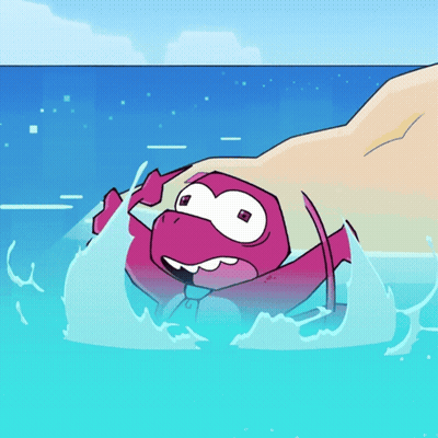 Pink Cartoon Character Swimming GIF