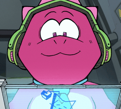 Pink Cartoon Character Wearing Headphones GIF