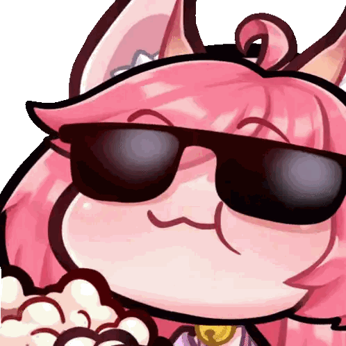 Pink Cartoon Character Wearing Sunglasses And Necklace Sticker