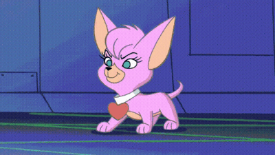 Pink Cartoon Character With Heart Blue Wall GIF