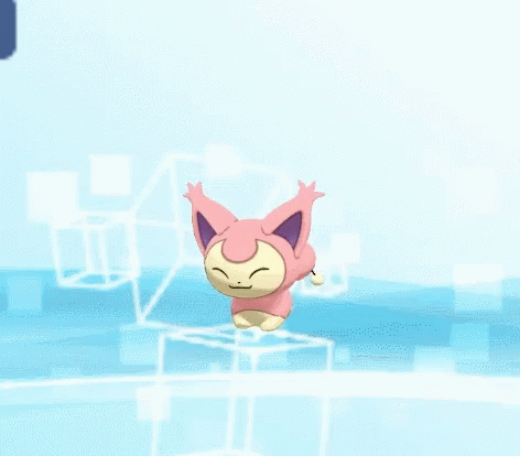 Pink Cartoon Character With Purple Ears Flying GIF