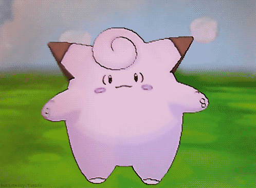 Pink Cartoon Character With Swirl On Head In Grassy Field GIF