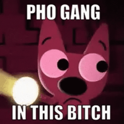 Pink Cartoon Dog Holding Flashlight Says Pho Gang In This Bitch GIF
