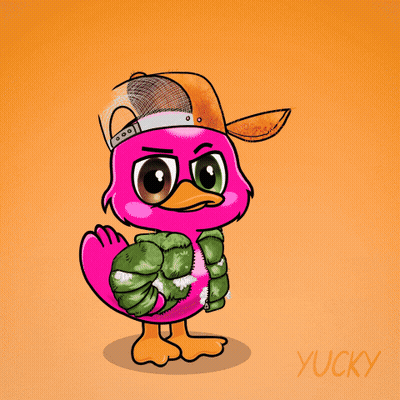 Pink Cartoon Duck Holding Stop Sign Saying Enough GIF