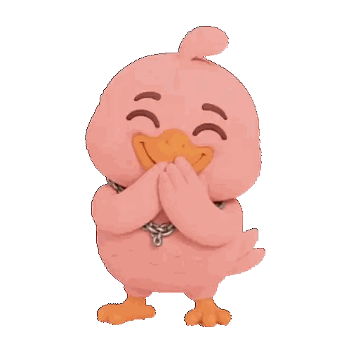 Pink Cartoon Duck With Chain Sticker