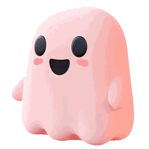 Pink Cartoon Ghost Smiling Sticker
