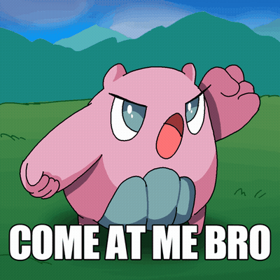 Pink Cartoon Saying Come At Me Bro GIF