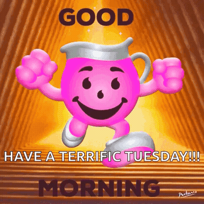 Pink Cartoon Saying Good Have A Terrific Tuesday GIF