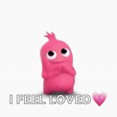 Pink Cartoon Saying I Feel Loved GIF