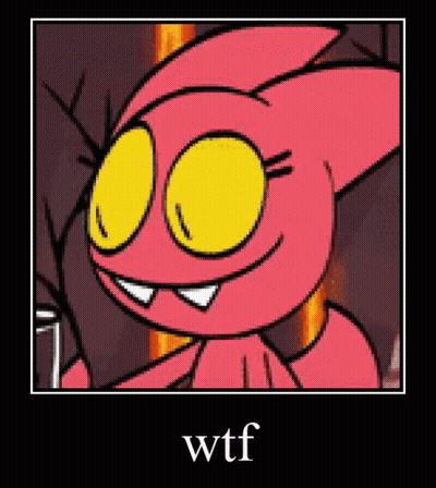 Pink Cartoon Yellow Eyes Wtf GIF