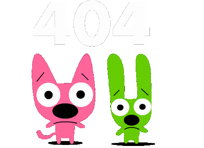 Pink Cat And Green Rabbit With 404 GIF